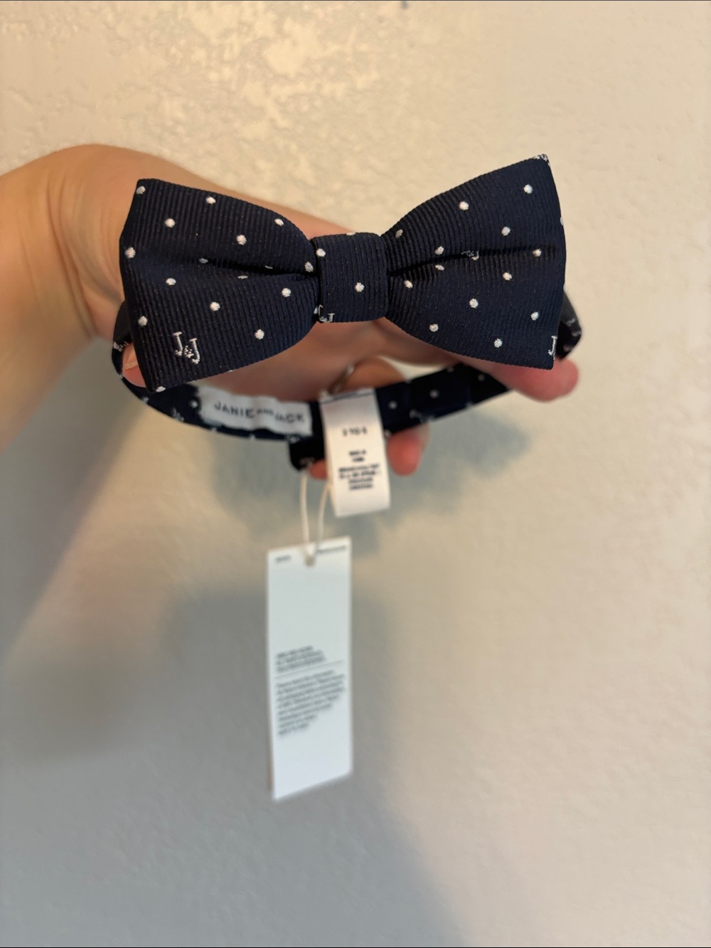 Janie and Jack Navy White Polka Dot Bow tie